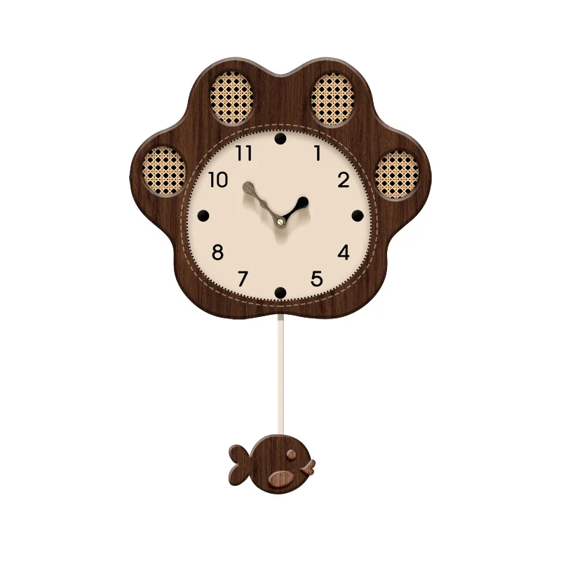 

Fish and Bear's Paw Chinese Antique Living Room Clock Creative Retro Restaurant Art Clock 2024 New with Swing Wall Clock