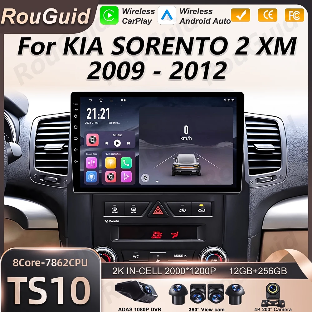 

Автомагнитола Android 16 для KIA SORENTO 2 XM 2009-2012, 5G мультимедийный видеоплеер, GPS, Bluetooth, навигация, 2K