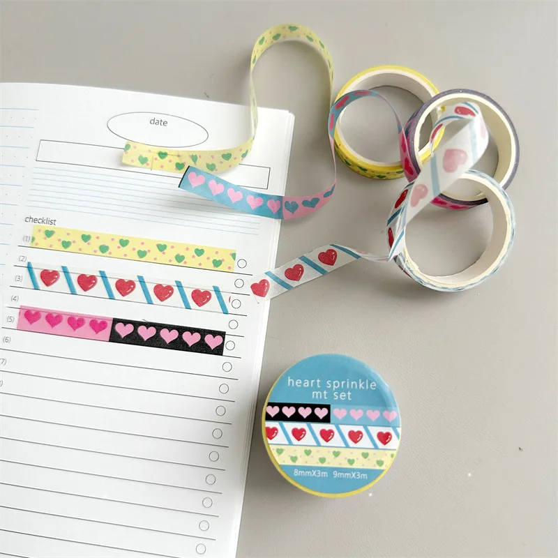 الكورية Ins 3 لفة مجموعة نقطة القلب الديكور لاصق ملصقات لطيف مجلة سكرابوكينغ كلية المواد الشريط