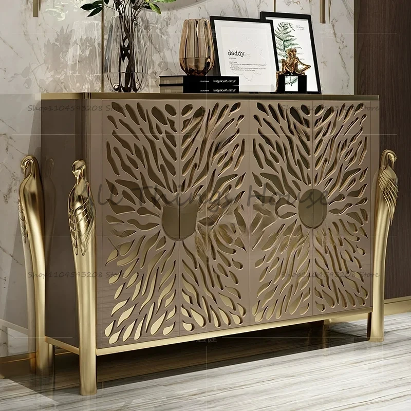 Luxury Hong Kong Style Shoe Cabinet Dining Side Cabinet Postmodern Entrance Cabinet Simple Sapateira Home Furniture WK50SC