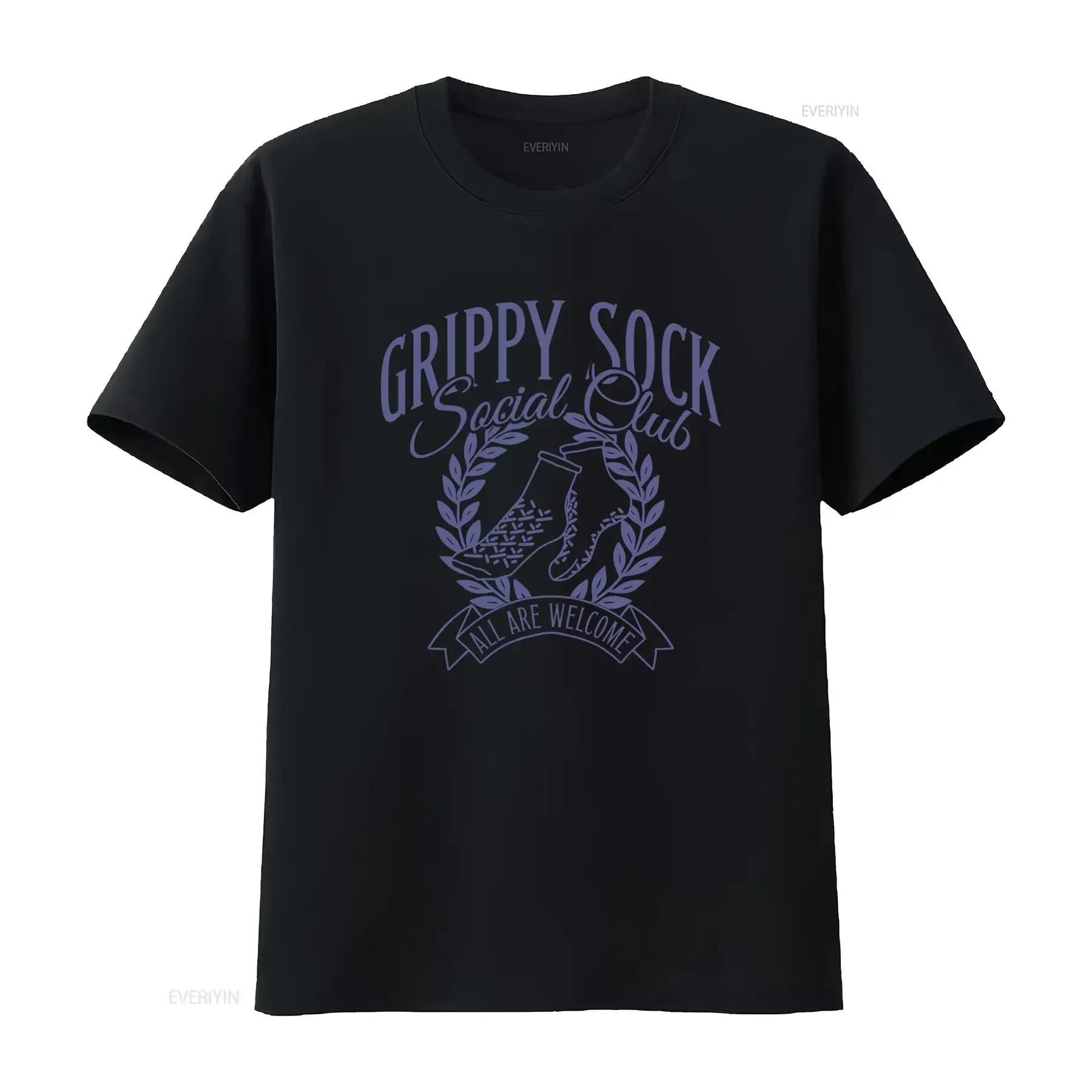 Vintage Streetwear Grippy Sock Social Club Wreath Badge Print Casual T Shirt vintage Washed Top For Everyday Wear fashion
