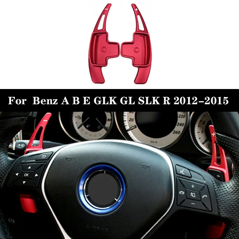 

For Mercedes Benz E Class GLK R172 CLA GLA Class W176 W212 2012-2015 Car Steering Wheel Paddle Shift Extension Shifters Red 2X