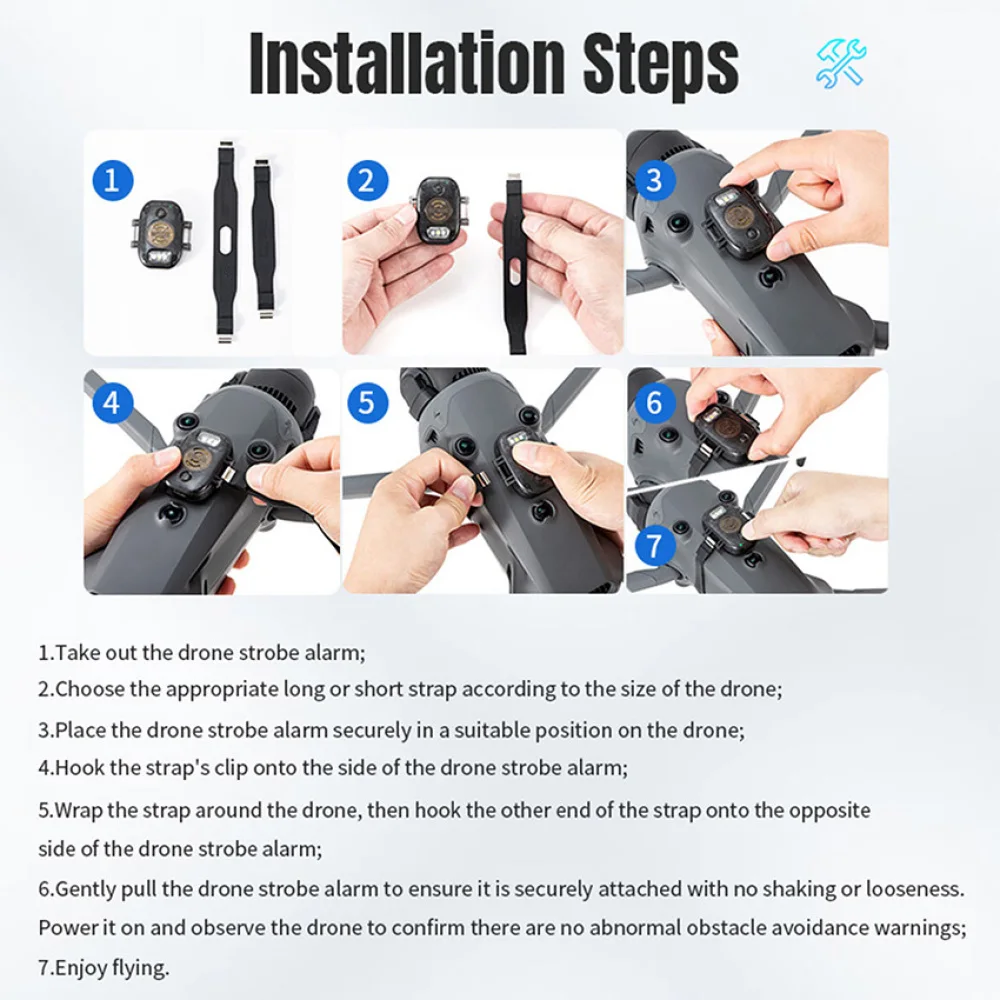 ระบบติดตามและแจ้งเตือนด้วยโดรน สำหรับ DJI Neo Mini 4 Pro Mavic 4 Pro Air 3 Mini 3 Pro ไฟแฟลชนำทางแบบพลิกได้ ระบบเตือนภัยเสียงดัง 120dB