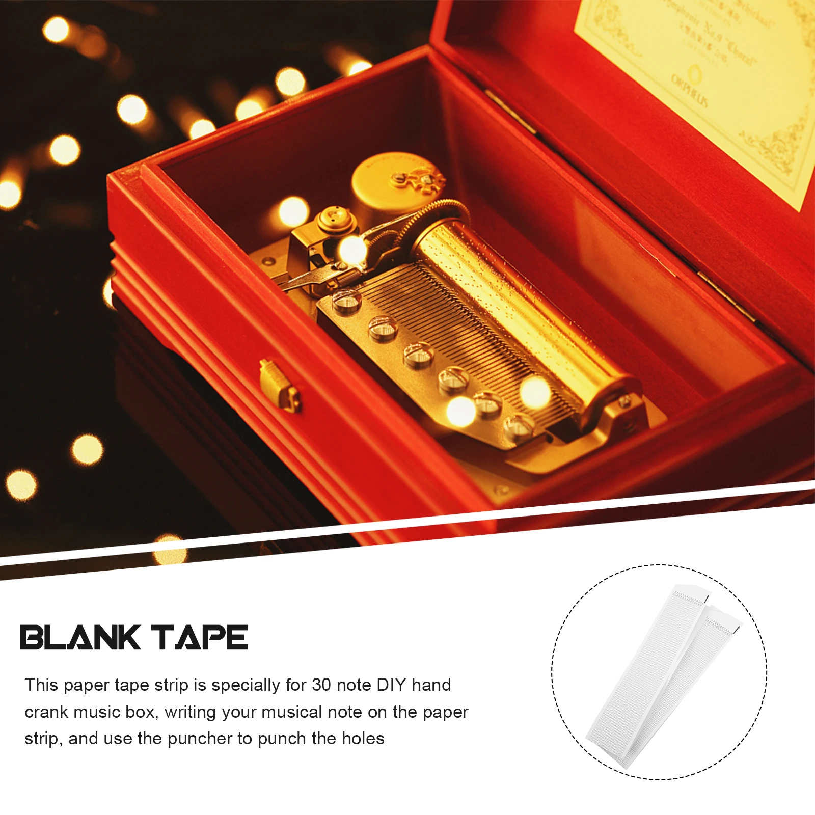 

Music Box Paper Tape Blank Strip Tapes Boxes for Girls White Stationery Diy Song