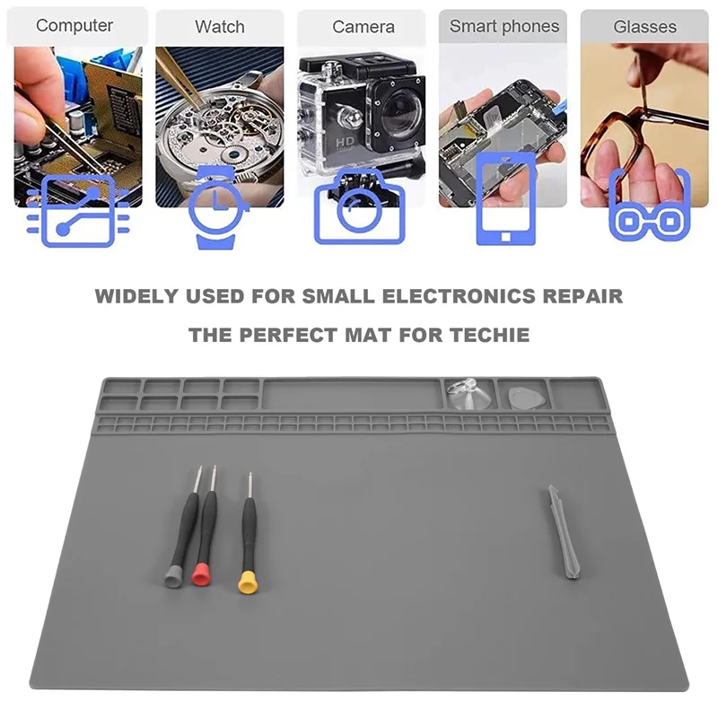 

Silicone Soldering Mat Electronic Repair Mat For Laptop, Watch, Cellphone - Solder Pad Heat Resistant 932 Fahrenheit-[Qahk]