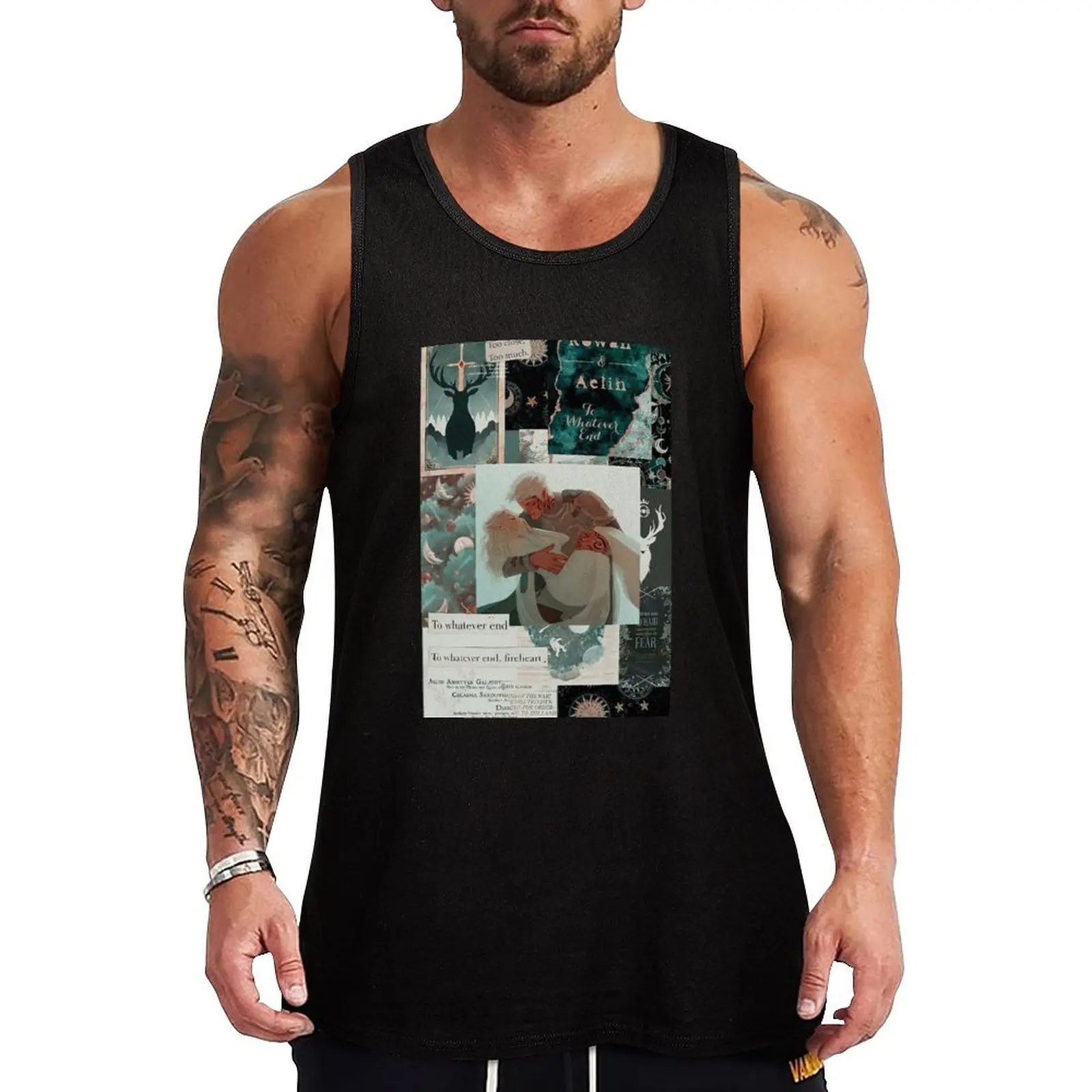 

Throne of glass aelin and rowan Tank Top Gym t-shirt man sleeveless jackets sexy clothes men