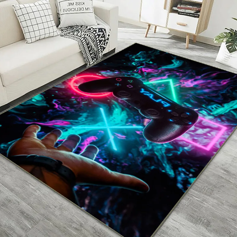 Cartoon Floor Mat Video Game Bedroom Area Rug Gaming Room Anti-slip Children Play Carpet for Living Room Home Decor