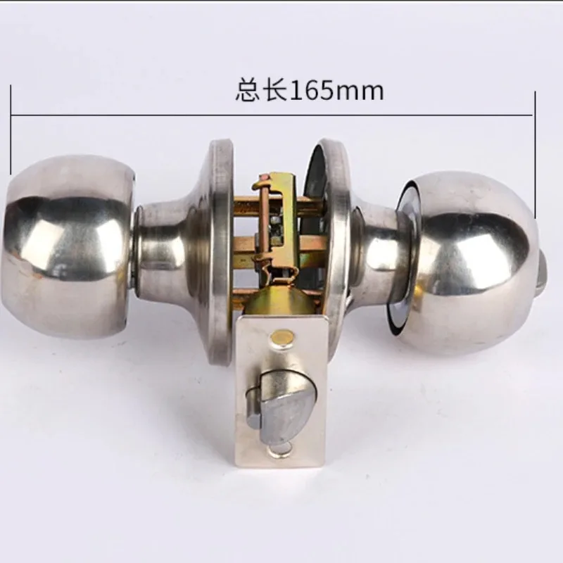 Picture 5: Stainless Steel Round Ball Door Knob Set Knob Handle Handle Lock With Key for 25mm-45mm Door Hardware Sliver for Bathroom