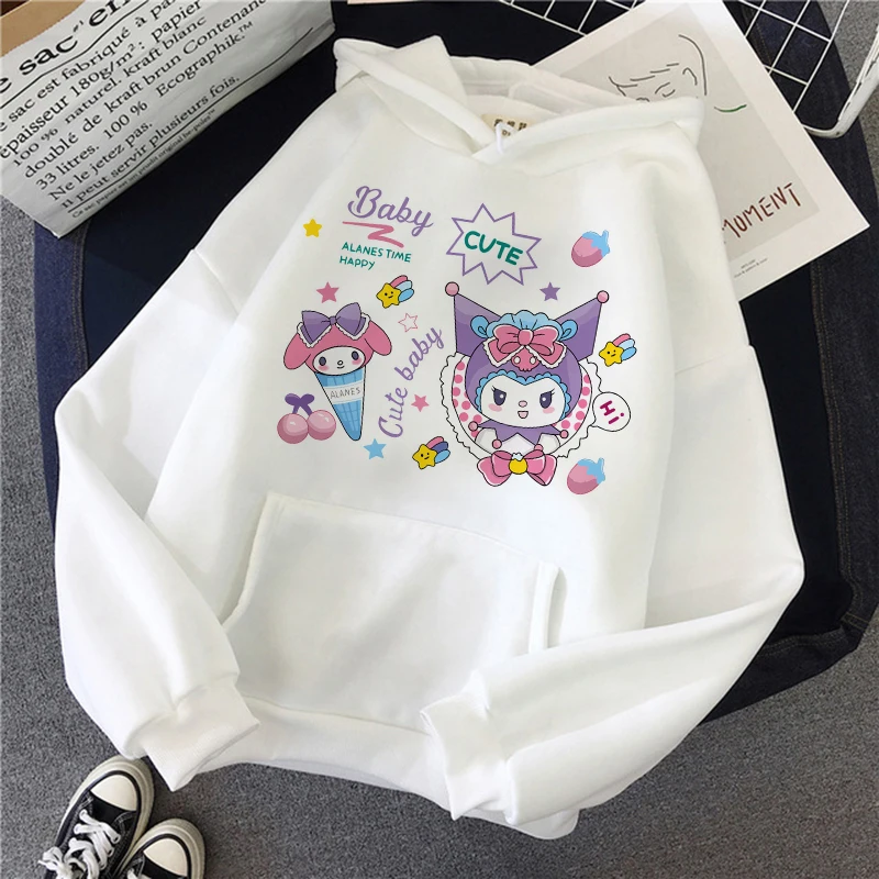 Y2k Kawaii Clothes Kuromi Sweatshirts Hoodie Sanrio Kuromi Women Manga Sweatshirt  Harajuku Female Hoodies Hoody