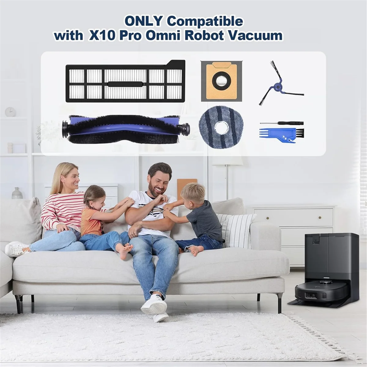 FNJK-23PCS Vervanging Accessoires voor Eufy X10 Pro Omni Vacuüm Onderdelen Hoofdborstel Mop Doek Zijborstels HEPA Filter Stofzakken