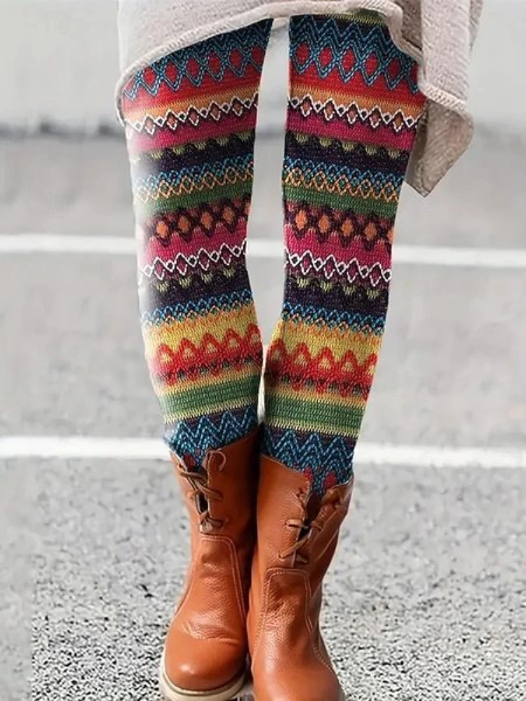 American Sweet Girls Christmas Leggings Bohemian Colors Striped 3D Printing Graphic Pants Slim Fit Women Girls Y2K Autumn 2025