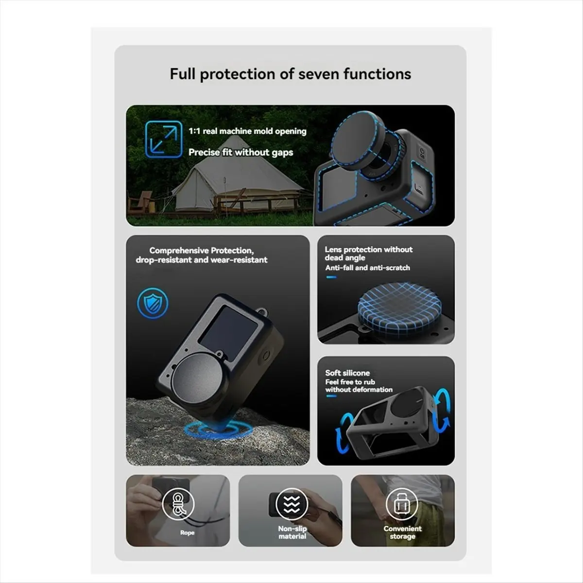 2026 جديد + غطاء حماية من السيليكون للعمل 5/4/3 مع غطاء حماية لين للكاميرا بحبل مضاد للفقدان #5