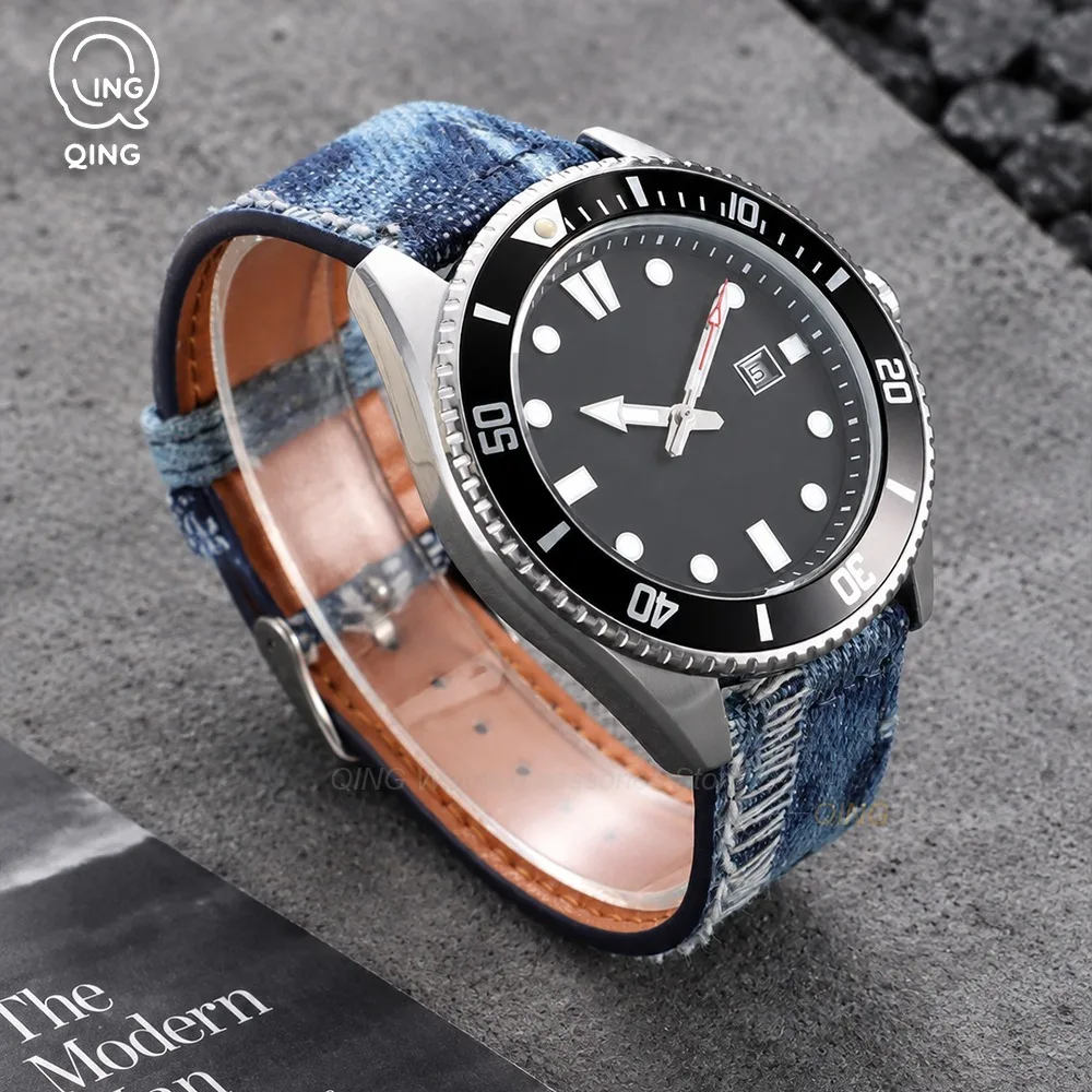 18mm 20mm 22mm Vintage Distressed Denim Straps Universal Watch Band for Seiko for Omega for Huawei Washed Denim Frayed Bracelets