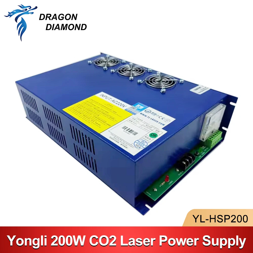 Original Yongli 200W CO2 Laser Power Supply YL-HSP200 Power Source For DLT Series DLT300 Laser Tube