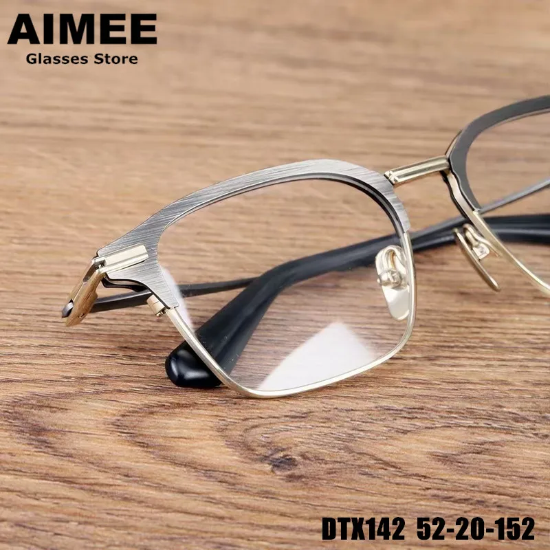 Brand Designer Titanium Ultralight Glasses Frame DTX142 Men's Big Size Business Square Eyeglasses Women Fashion Eyewear Gafas