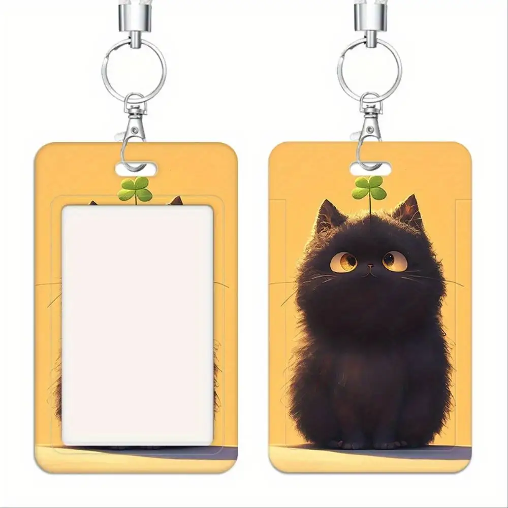 Lucky Kitty ID Card Holder Plastic Multi Card Case Cute Kitty Paw Print For Doctor Nurse Student Bank Credit Card Work Permit