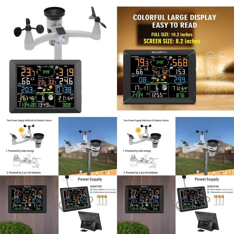 FT0320-025t 7-in-1 Wifi Weather Station Solar Temperature Humidity Wind Speed Rain Uv 8 Temperature Sensors
