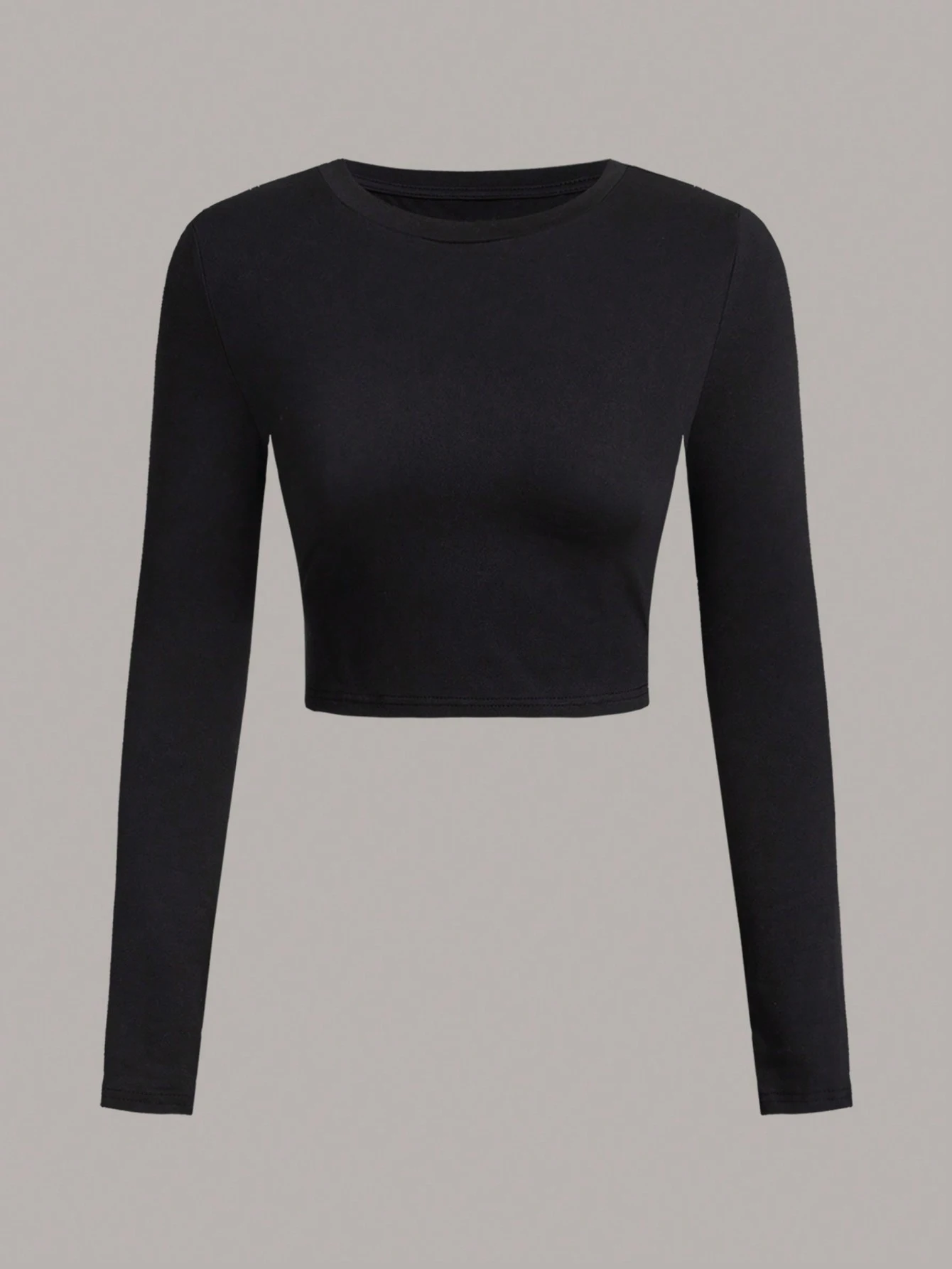 3-teiliges einfarbiges Damen-T-Shirt mit O-Ausschnitt und langen Ärmeln für Damen und Mädchen, sexy Streetwear-Top-T-Shirts