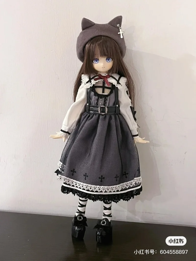 

Original 1/6 Bjd Doll Luminous Street Anime Figur Mini Doll Kawaii Girls Black Dress Model Ornament Style Figurine Christmas Toy