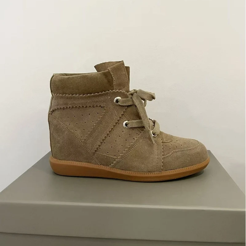 Damesschoenen Mode Damessneakers Echt lederen enkellaarzen Onzichtbare verhogende hoge vrijetijdsschoenen Schoenen met verborgen hak