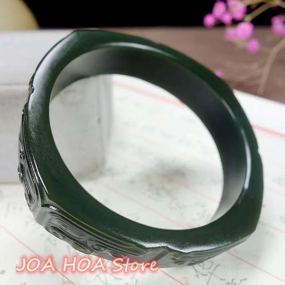 TOP Quality Rare Natural Hetian Jade Beast Face Bracelet Oily Delicatefinely Carved Antique Animal Face Bangle Boutique Jewelry