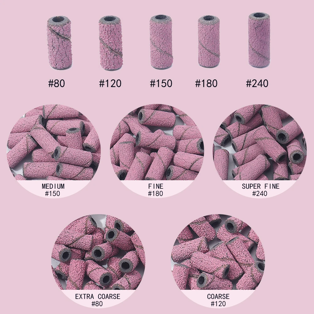 50PCS 3mm Nail Sanding Bands 80/120/150/180/240 Grit Electric Nail File Acessory Gel Polishing Manicure Tool