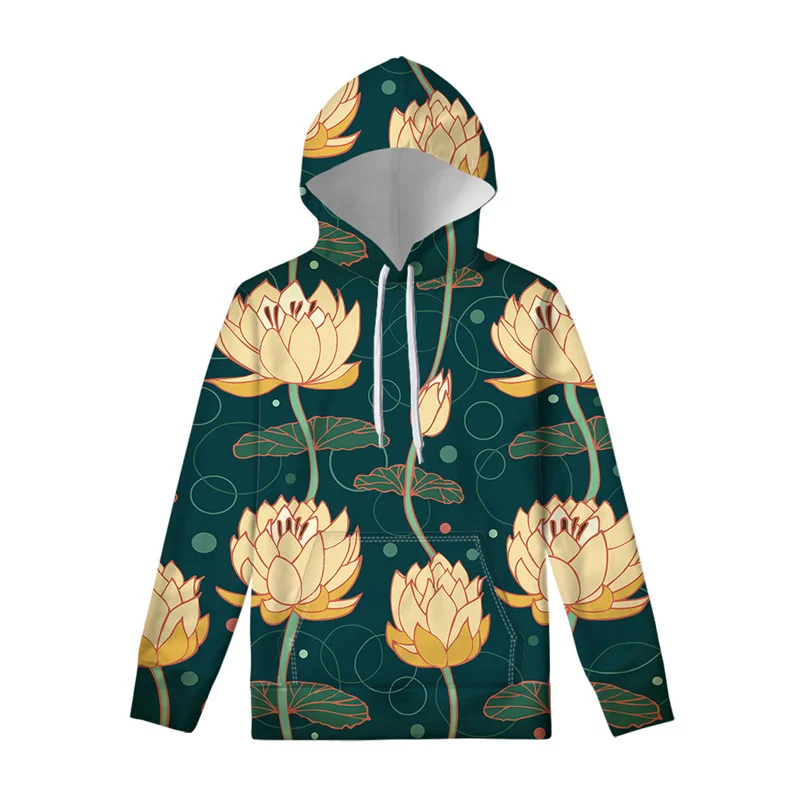 Autumn Flower Leaf Lotus 3D Print Hoodies Men Women Fashion Casual Sweatshirts Oversized Hoodie Pullovers Tracksuit Clothing