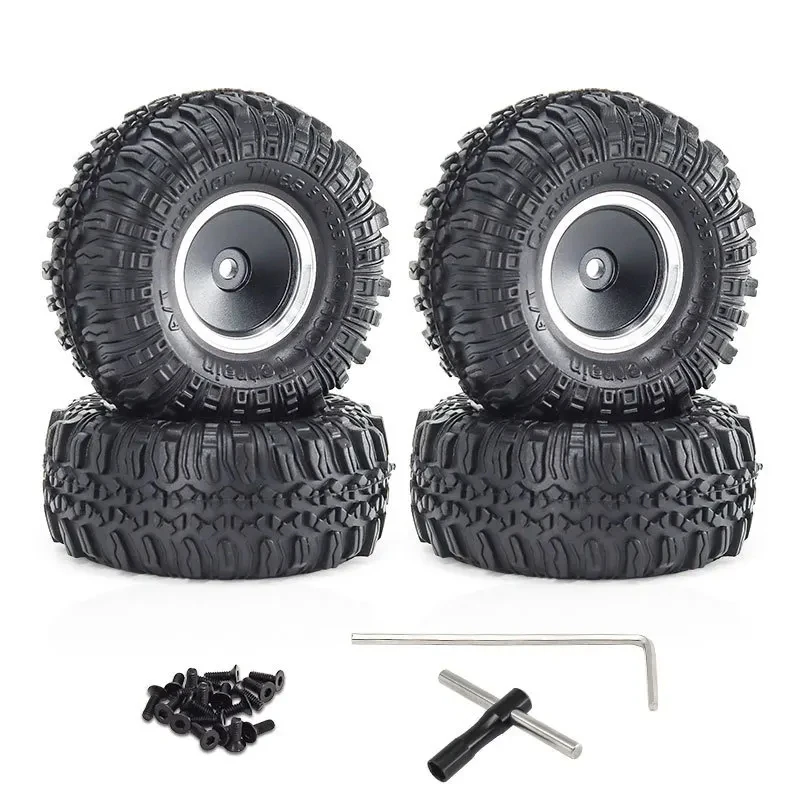 

4pcs 55mm 1.0" Metal Beadlock Wheel Tire Set For 1/18 1/24 RC Crawler Car TRX4M SCX24 AX24 FCX24 Upgrade Parts Accessories