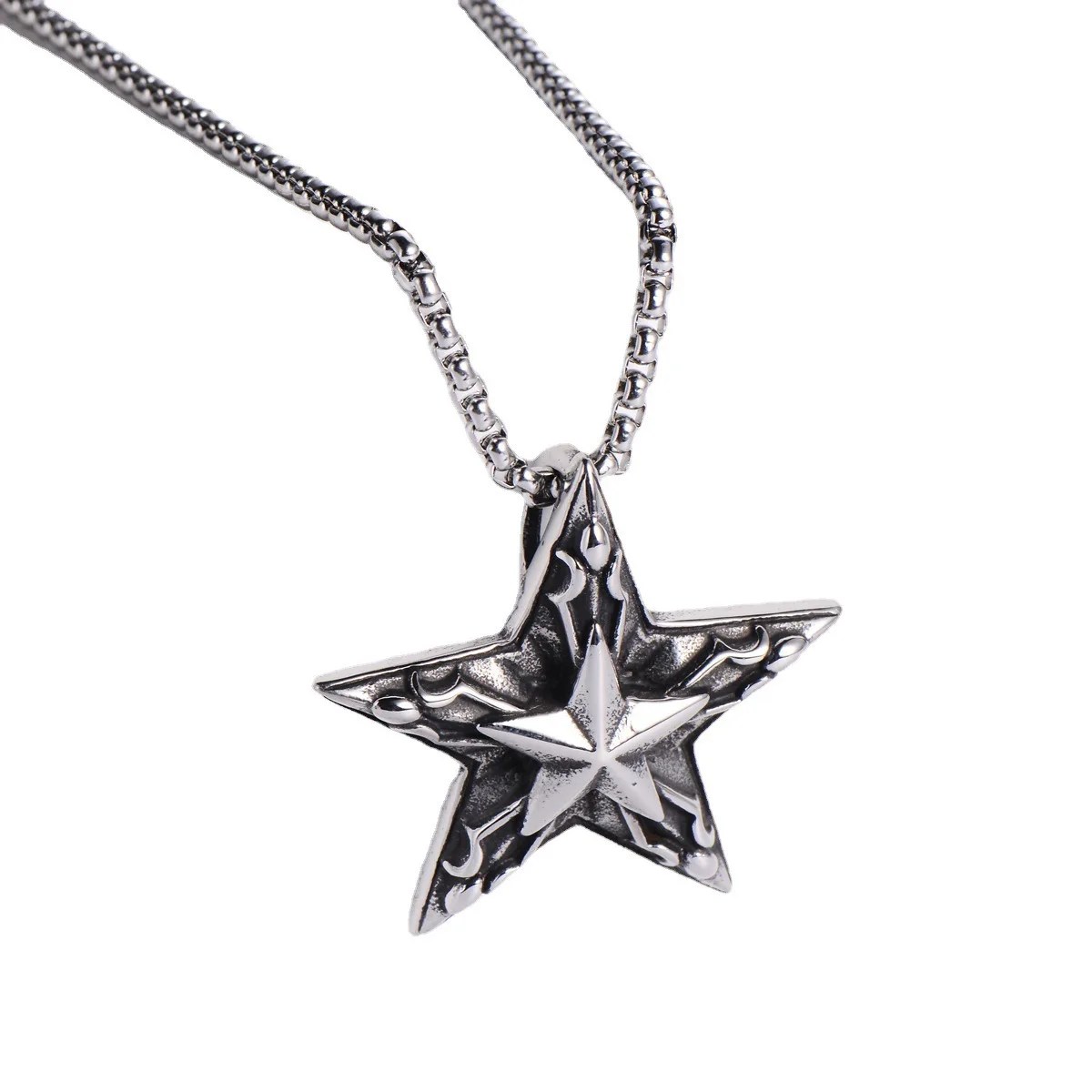 European and American fashion personality trend creative retro multi-layer pentagram necklace for male and female couples, cool