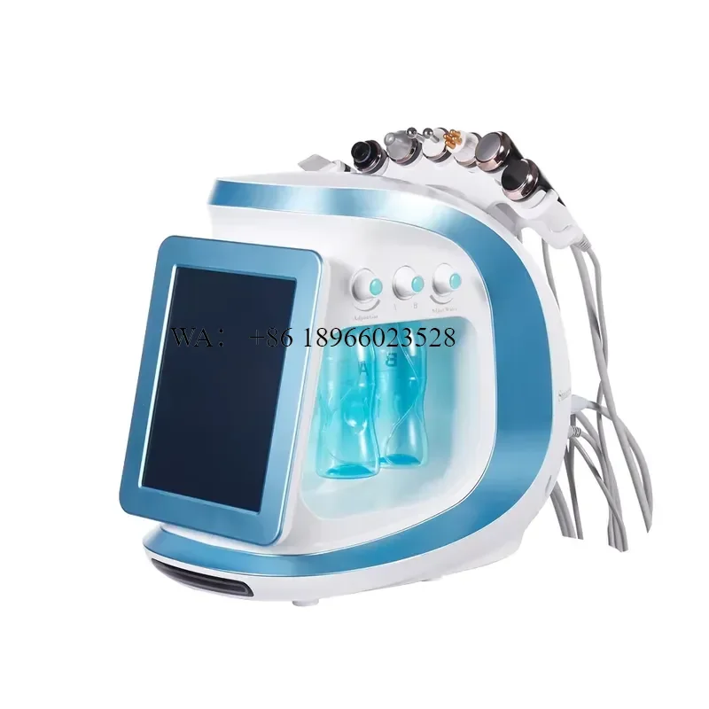 WMWMNU Desktop Smart Ice Blue 8 in 1 Hydro Oxygen Facial Beauty for Face Lift Microdermabrasion Analyzer