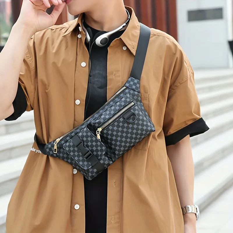 حقيبة كروس كورية عصرية للزوجين مع زهرة قديمة بطباعة كاملة حقيبة كتف على الصدر من جلد البولي يوريثان متعددة الاستخدامات