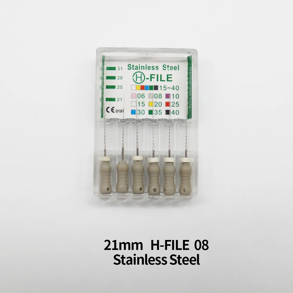 Limas K/H dentales de acero inoxidable, Canal radicular endodóntico, limas de uso manual, 1 caja