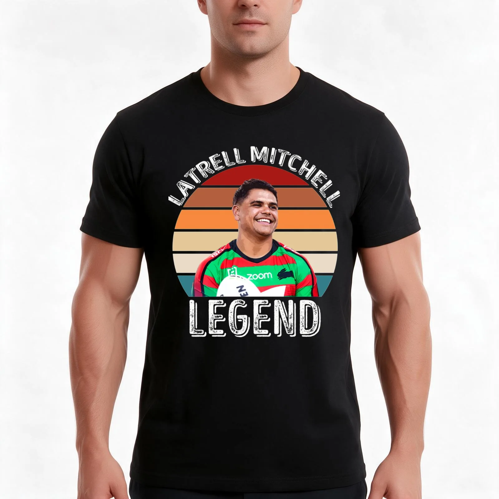 Latrell Mitchell Rabbitohs T-Shirt, Summer Casual Cotton Tee, Oversized Streetwear Tops, Vintage Graphic Print, Unisex Men Women