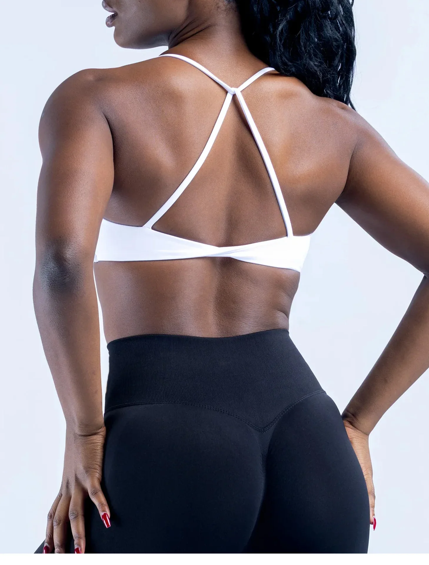 LOGO Seamless Sports Bra Cross Gathering Thin Shoulder Strap Beauty Back Fitness Yoga Training Vest for Women