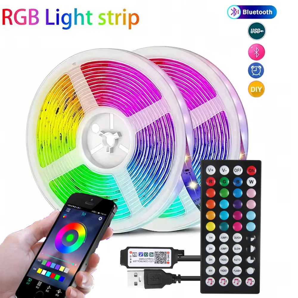 RGB3535 LED Light Strip Multi-Color Music Sync APP Controlled With 44Keys Remote Christmas And Halloween Party Decoration