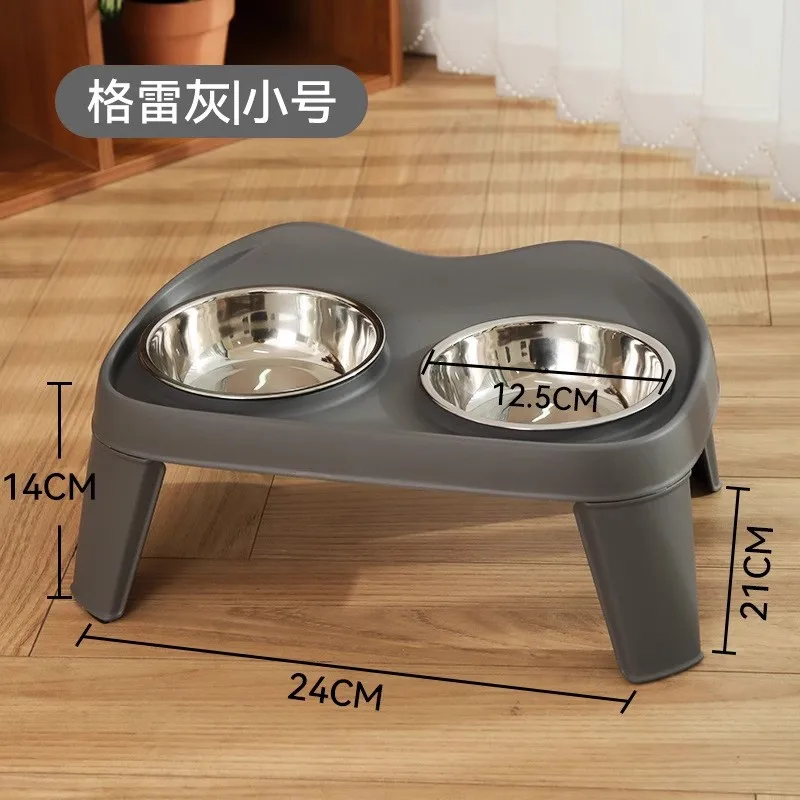 Foldable Elevated Dual Pet Bowl, Portable Non-Slip Food Water Dish for Dogs, Collapsible Raised Feeder for Medium Large Dogs