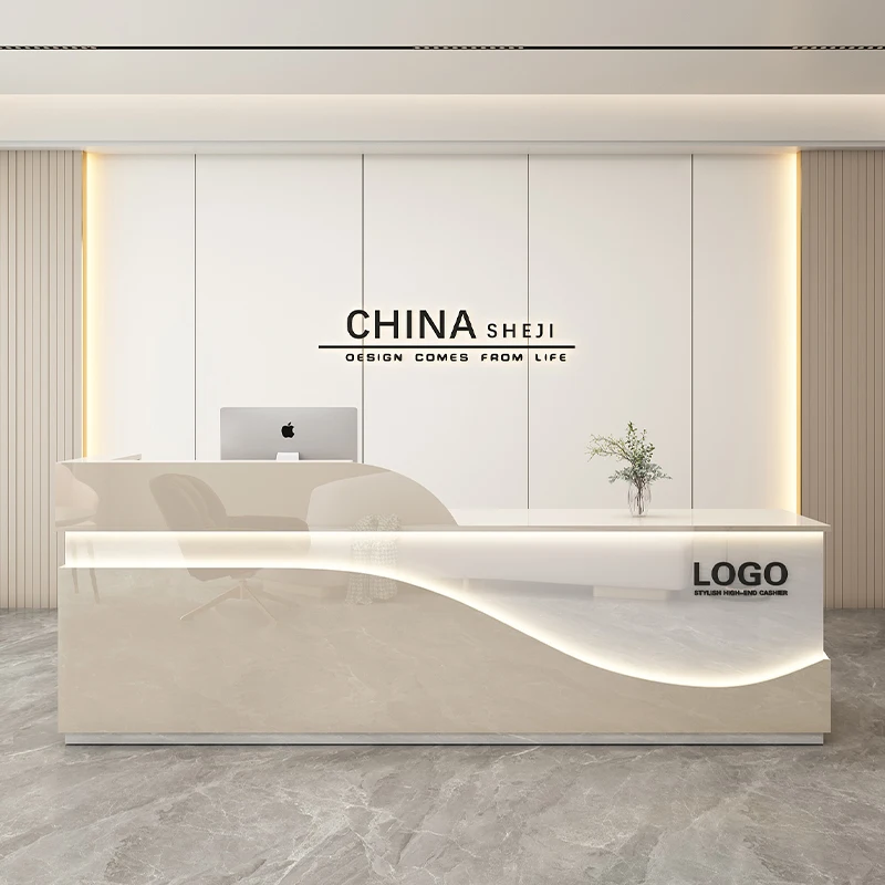 

Classic Glamour Bar Counter Premium Upmarket Luxury Professional Reception Desk Minimalist Modern Mostrador Commercial Furniture