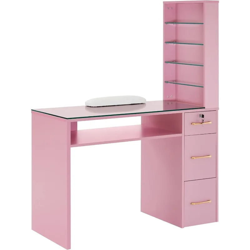 Maniküre tisch mit Schubladen, Lager regale Spa Beauty Salon Station Nagel Schreibtisch 2673 (pink)