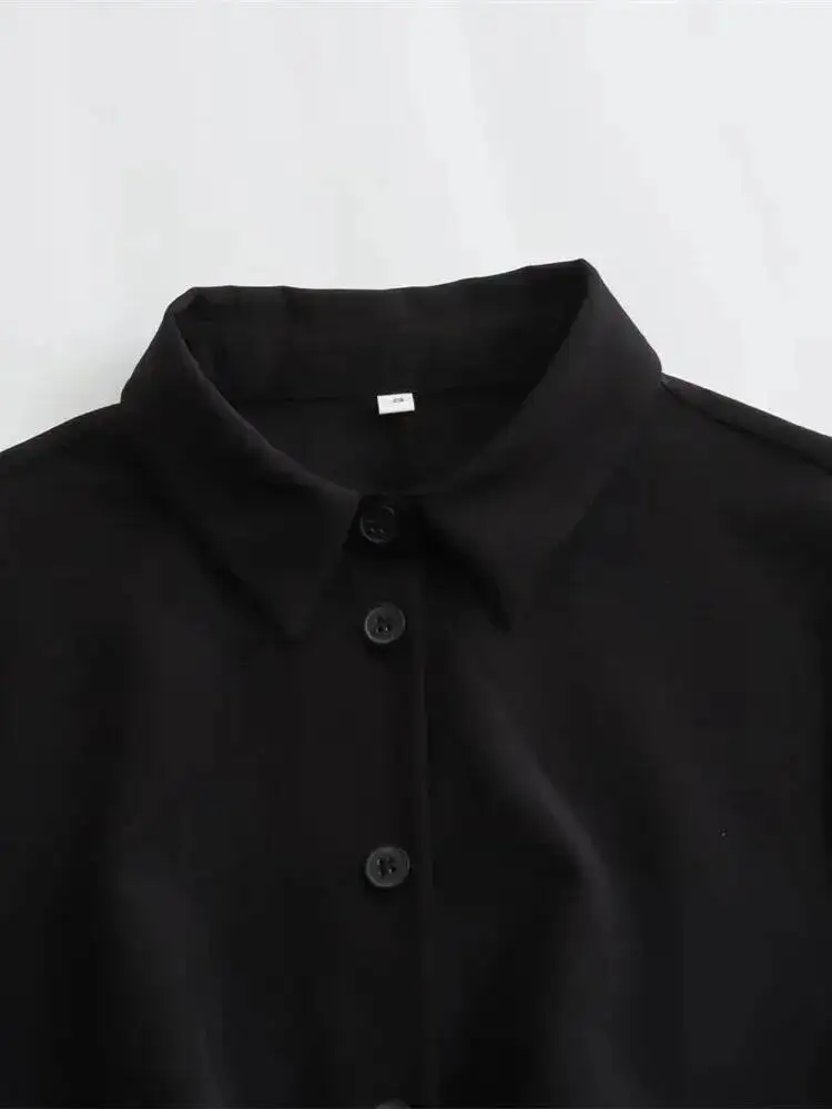 2025 Sunmer nuevo producto moda mujer Casual Polo cuello manga corta estilo camisa Mini vestido moda Sexy mujeres Tops M2W6