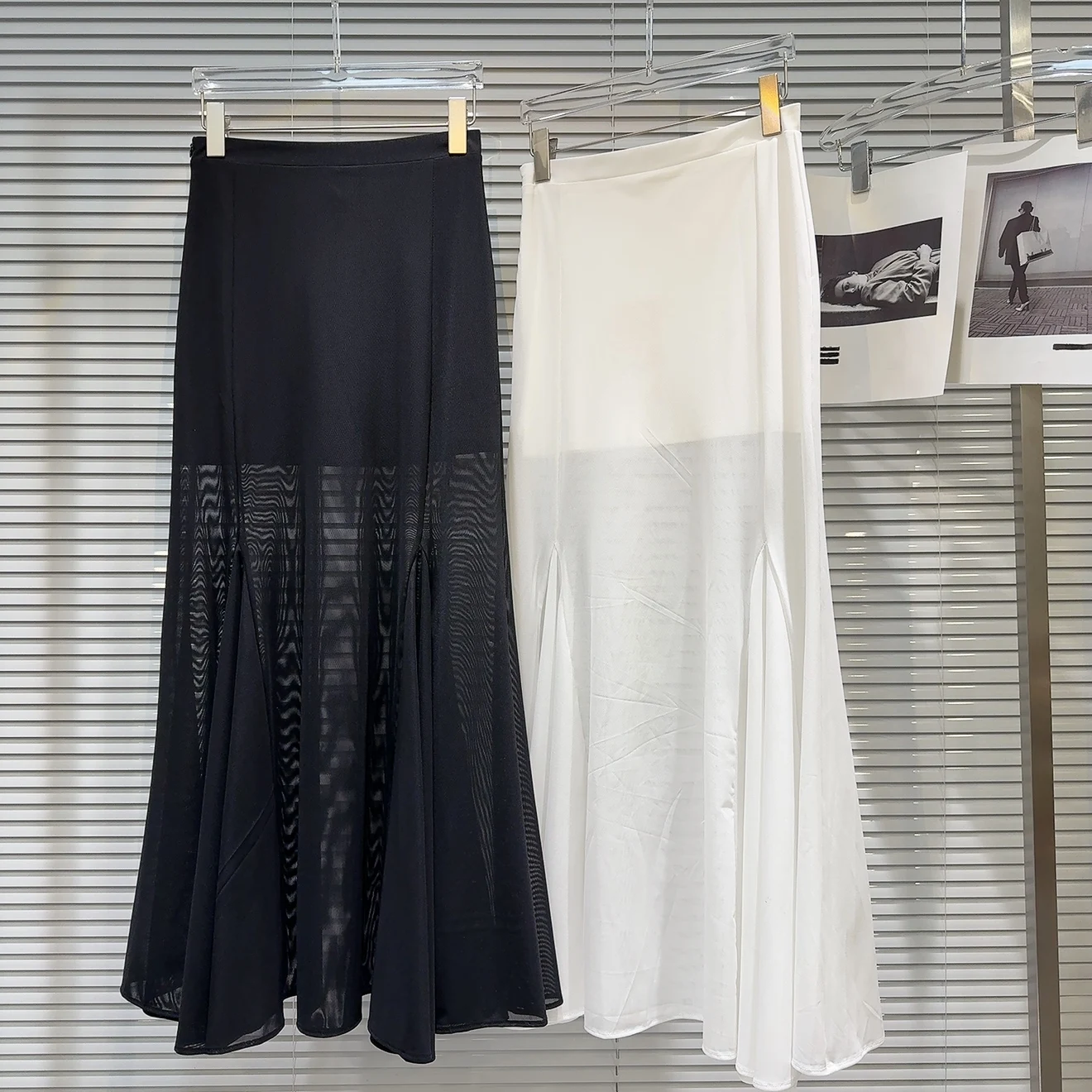 

Spring Summer New Arrival Women's mid Waist A-Line Skirt Breathable Pure Color Casual Fi Tail Net Skirt Ele Ladylike