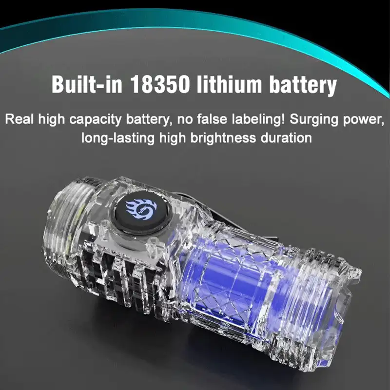 Strong Light Rechargeable Portable Lighting Long-range Home Mini LED Three Cores Flashlight