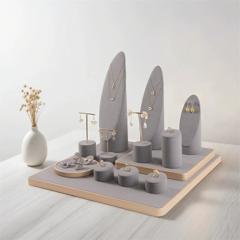 

Серая подставка для ювелирных изделий, кольцо, серьги, стеллаж для хранения, кулон, ожерелье, цепочка, держатель, многоцелевой органайзер для ювелирных изделий