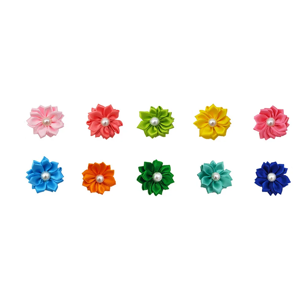 

10Pcs Pet Hairpin Lovely Mixed Color Flower Rubber Bands Durable Hair Accessories for Dogs Cats Stylish Hair Ties