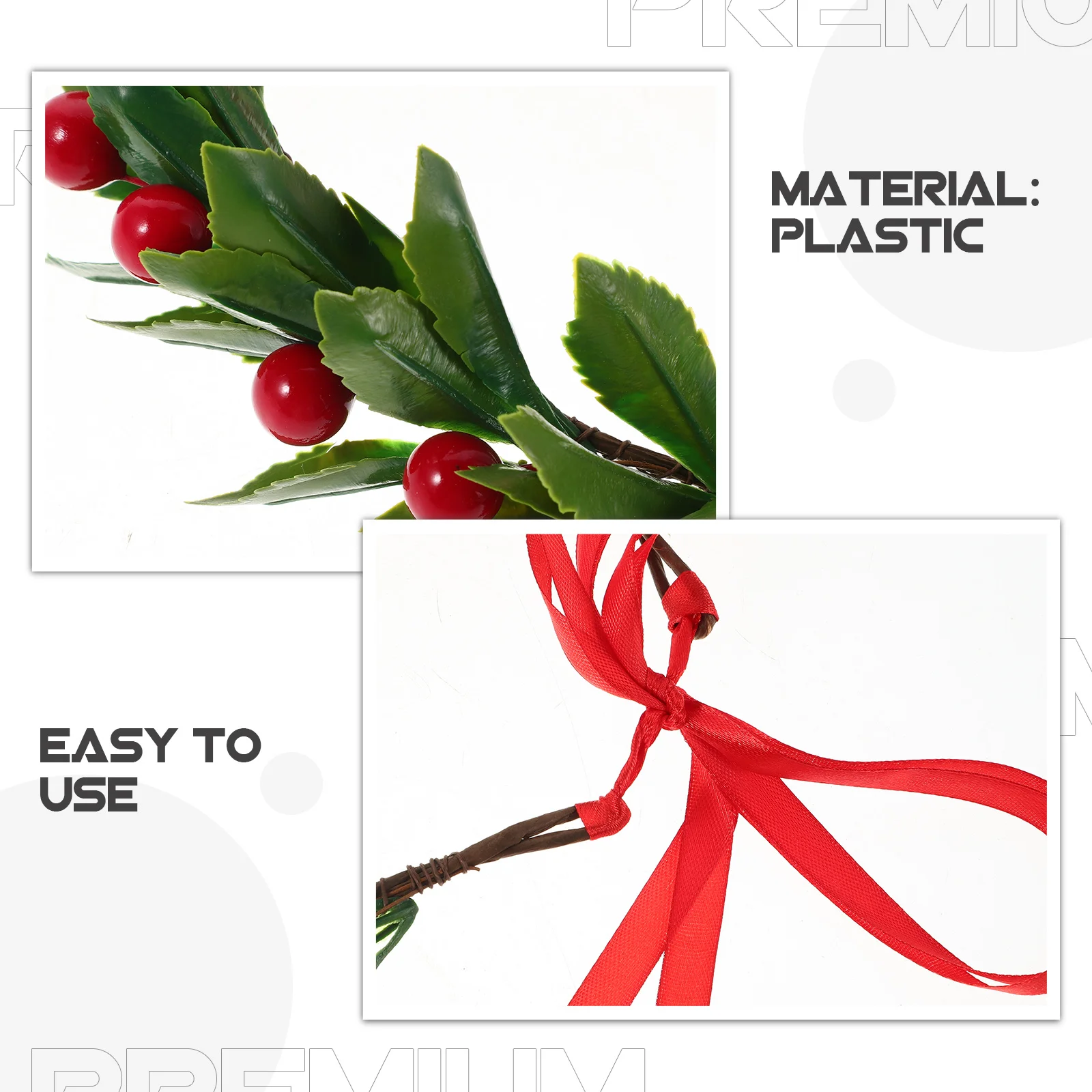 عيد الميلاد الأحمر التوت إكليل فو التوت جارلاند غطاء الرأس اكسسوارات الزفاف عطلة ديكور عيد الميلاد باب إكليل الشتاء الطرف #3