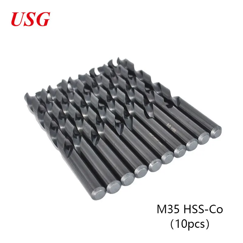 USG Straight Shank HSS M35 Cobalt 5% Fully Grinding Twist Drill Bits Special Metal Drill Bits for Stainless Steel