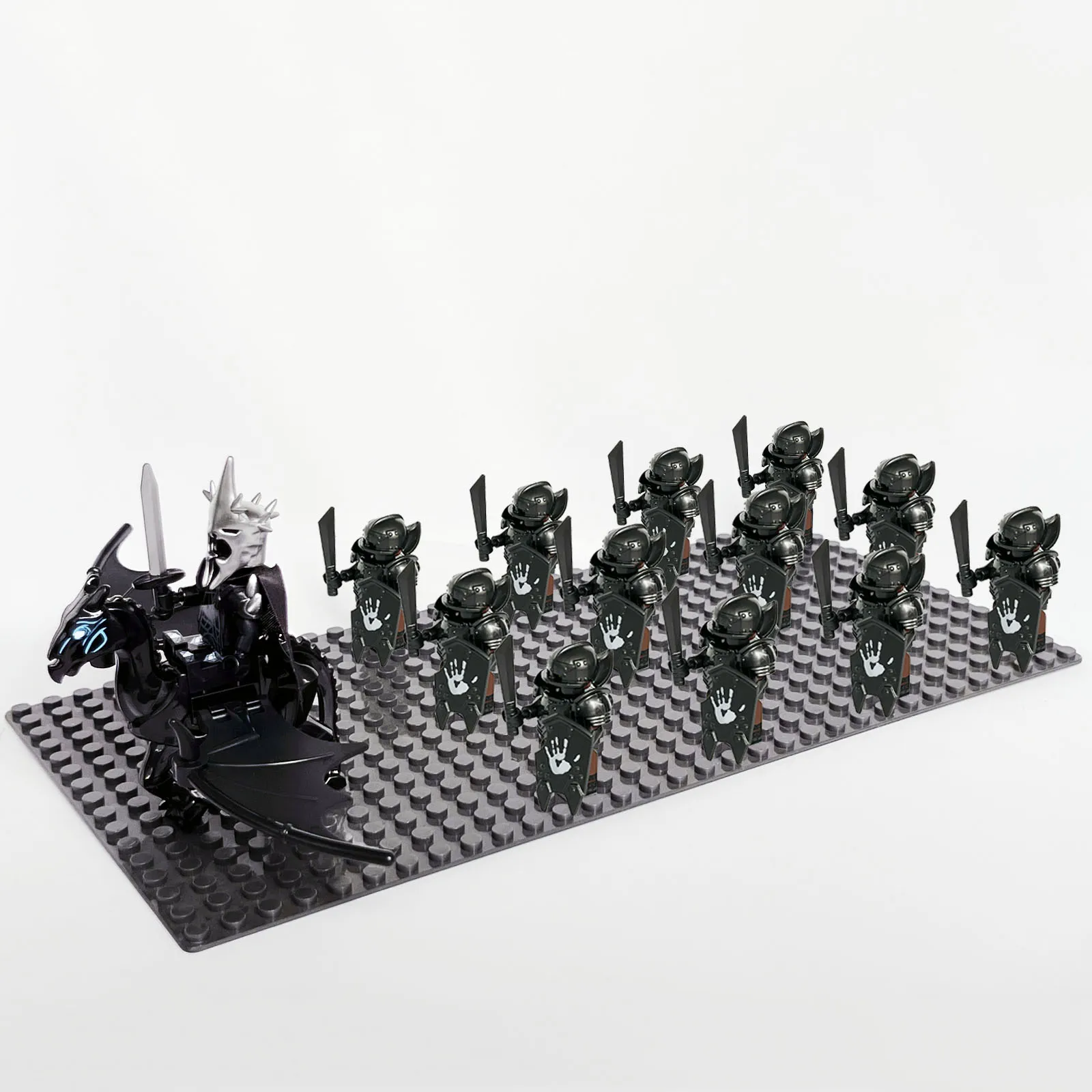 13pcs Medieval Soldiers Lord Sauron Witch-king of Angmar Shadow Orcs Strong Uruk-hai Minifig Building Block Toys for Kids