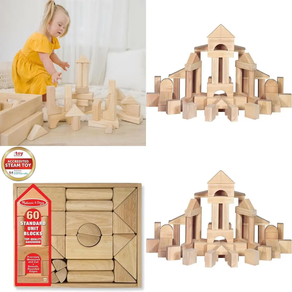 メリッサ＆ダグ製 収納トレイ付き木製ブロック60ピースセット