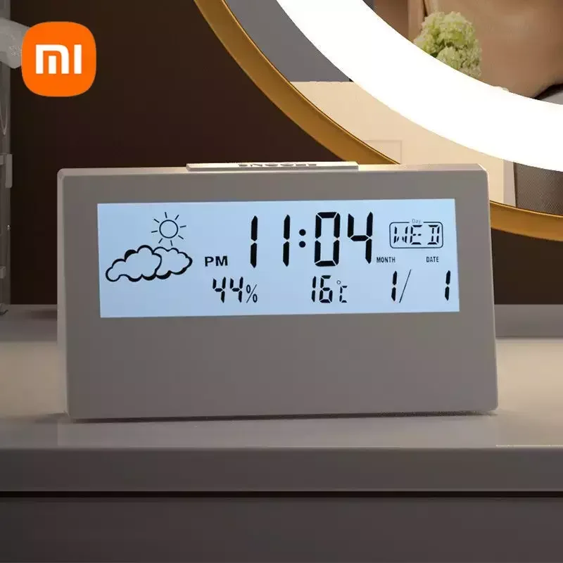 Xiaomi-Station Météo Intelligente à Lumière LED, Horloge de Haute Précision, Mini Réveil Numérique LCD avec Calendrier Therye.com