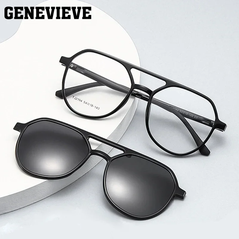 

GENEVIEVE Fashion Magnetic Clip-on Polarized Sunglasses Men Women Outdoor Driving Sunglasses UV400 Customizable Prescription