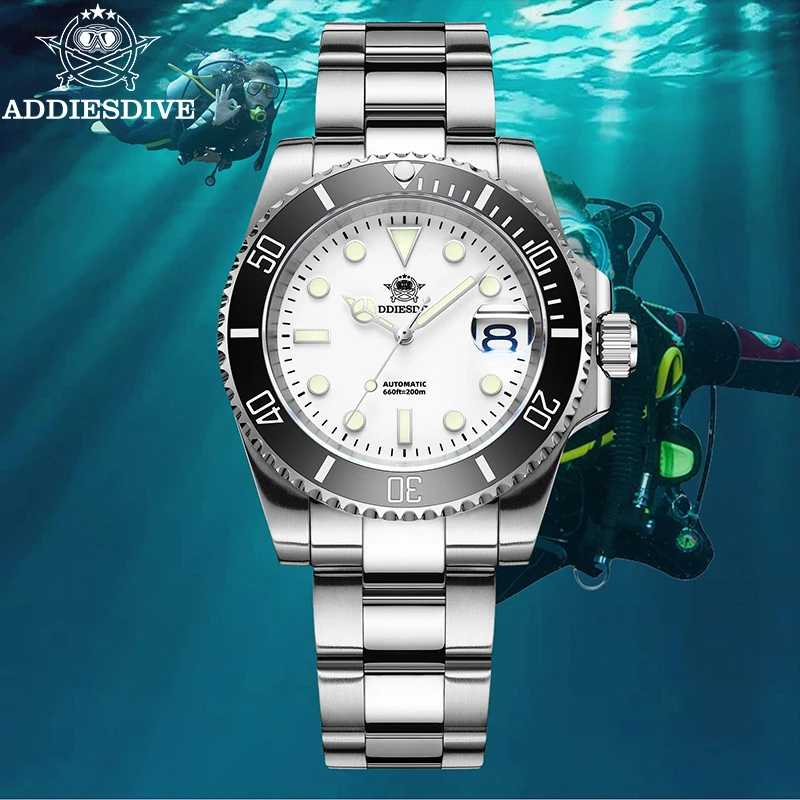 

ADDIESDIVE Stainless Steel Men's Automatic Watch Business NH35 Sapphire 200m Dive Mechanical Watches Luxury Luminous Wristwatch